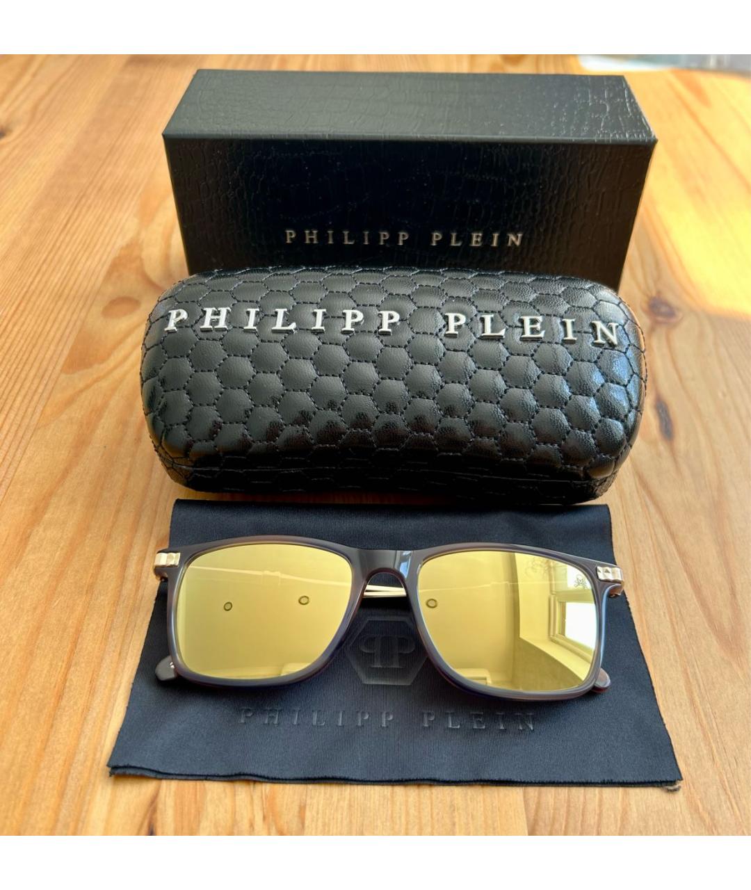 PHILIPP PLEIN Золотые пластиковые солнцезащитные очки, фото 7