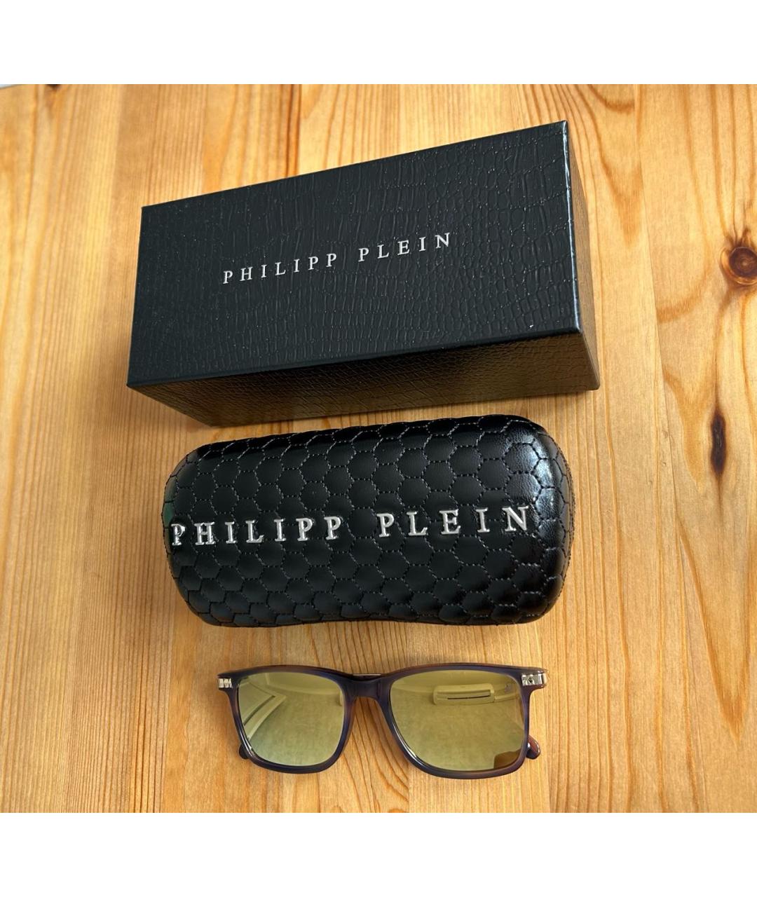 PHILIPP PLEIN Золотые пластиковые солнцезащитные очки, фото 6