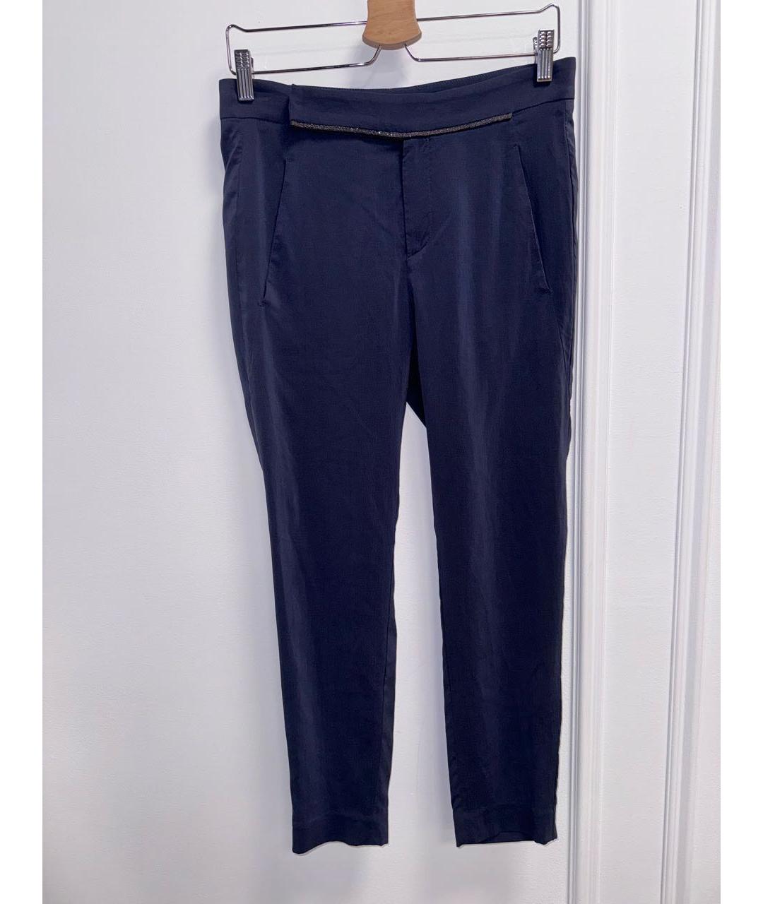 BRUNELLO CUCINELLI Темно-синие шелковые брюки узкие, фото 6