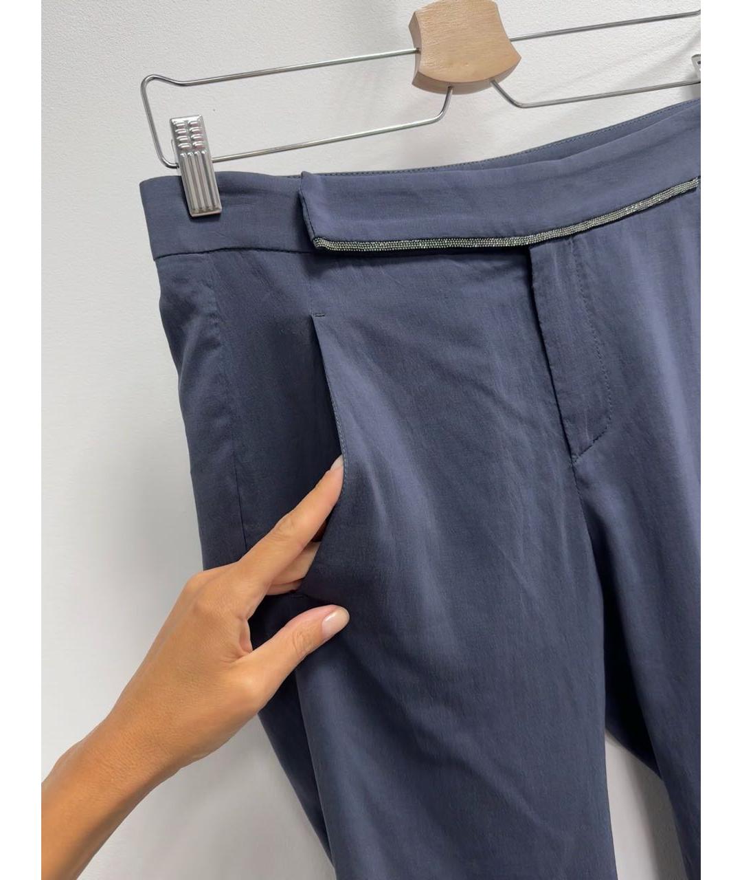 BRUNELLO CUCINELLI Темно-синие шелковые брюки узкие, фото 5