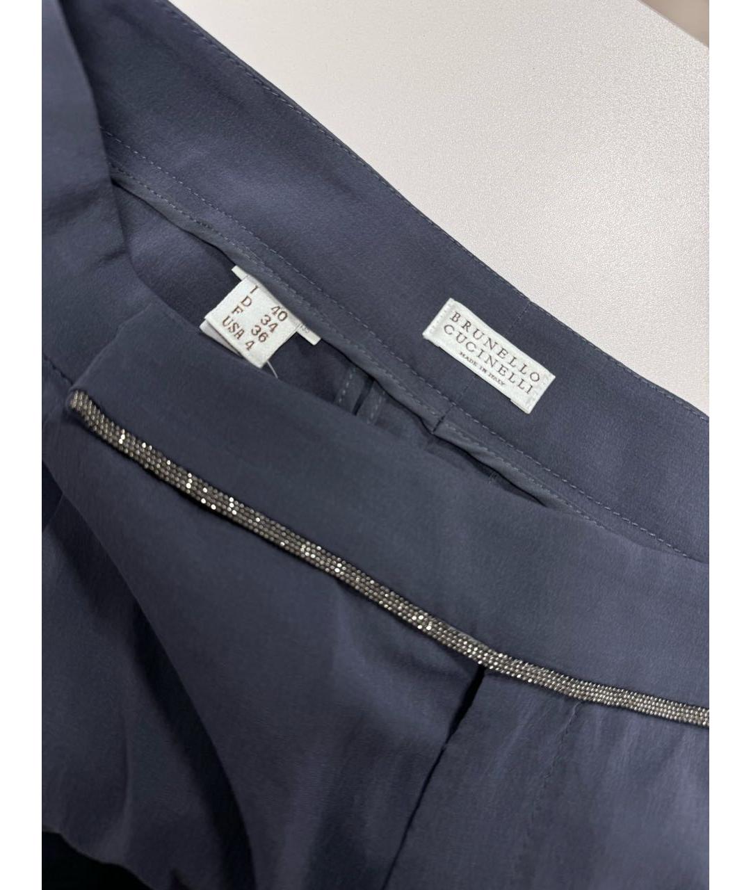 BRUNELLO CUCINELLI Темно-синие шелковые брюки узкие, фото 2