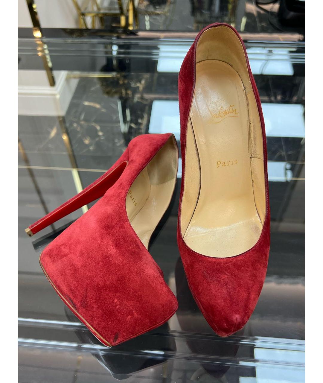 CHRISTIAN LOUBOUTIN Красные замшевые туфли, фото 3
