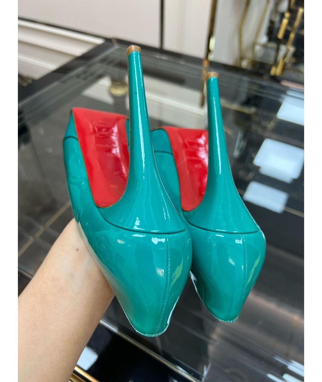 CHRISTIAN LOUBOUTIN Бирюзовые туфли из лакированной кожи, фото 5