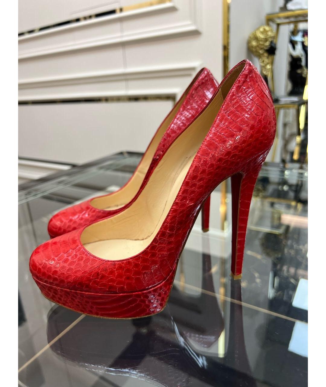 CHRISTIAN LOUBOUTIN Красные туфли из экзотической кожи, фото 8