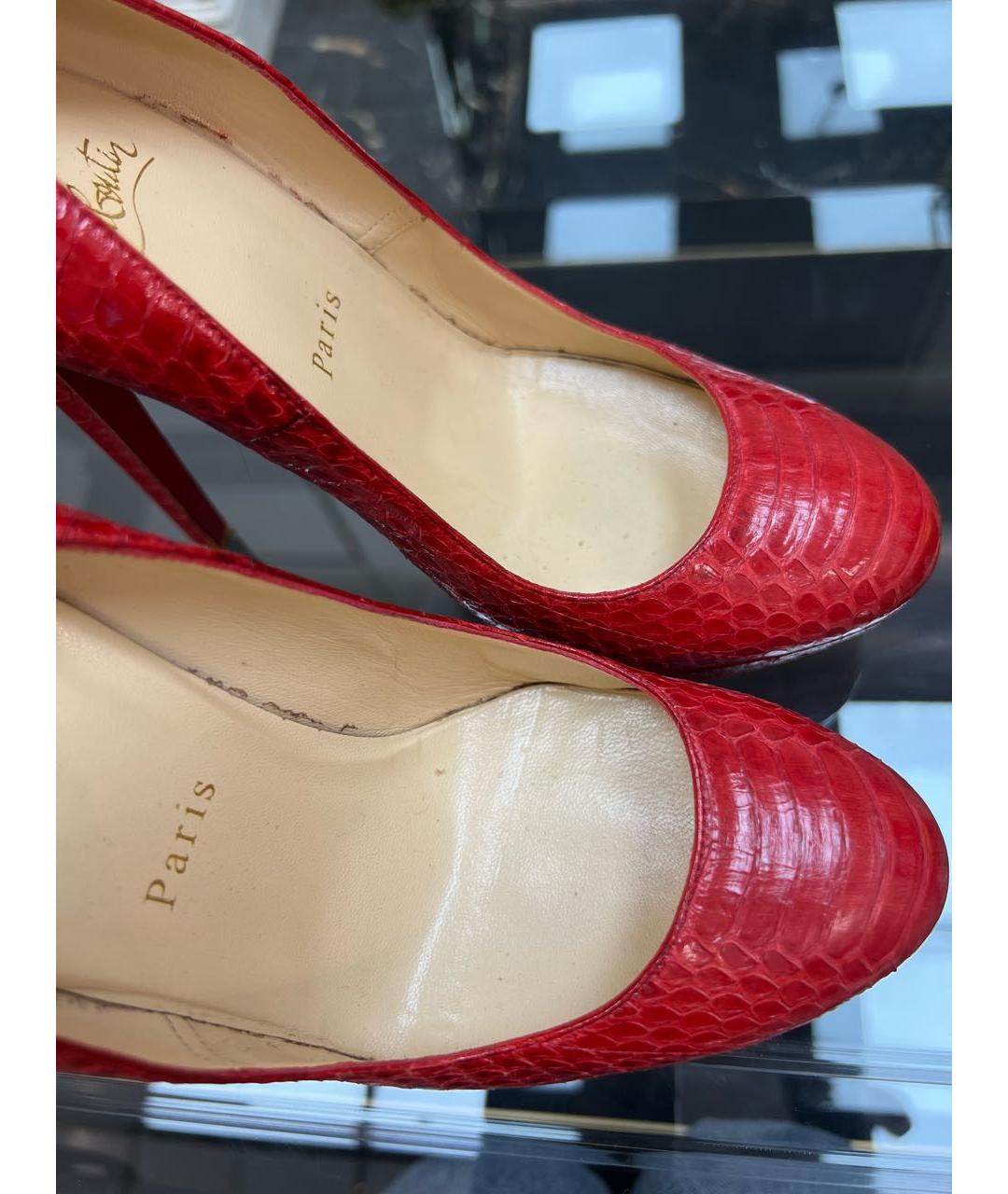 CHRISTIAN LOUBOUTIN Красные туфли из экзотической кожи, фото 3