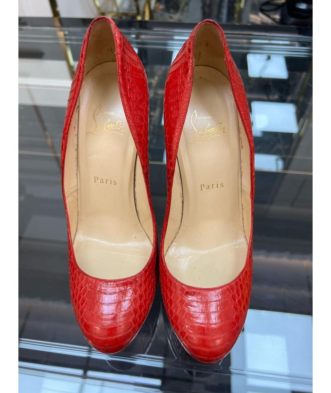 CHRISTIAN LOUBOUTIN Красные туфли из экзотической кожи, фото 2