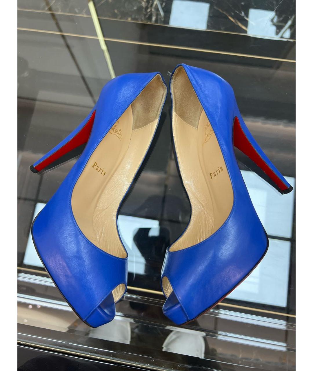 CHRISTIAN LOUBOUTIN Синие кожаные туфли, фото 4