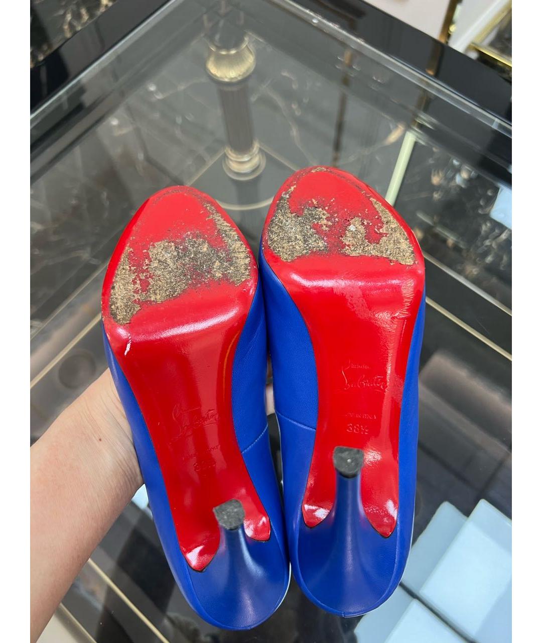 CHRISTIAN LOUBOUTIN Синие кожаные туфли, фото 5