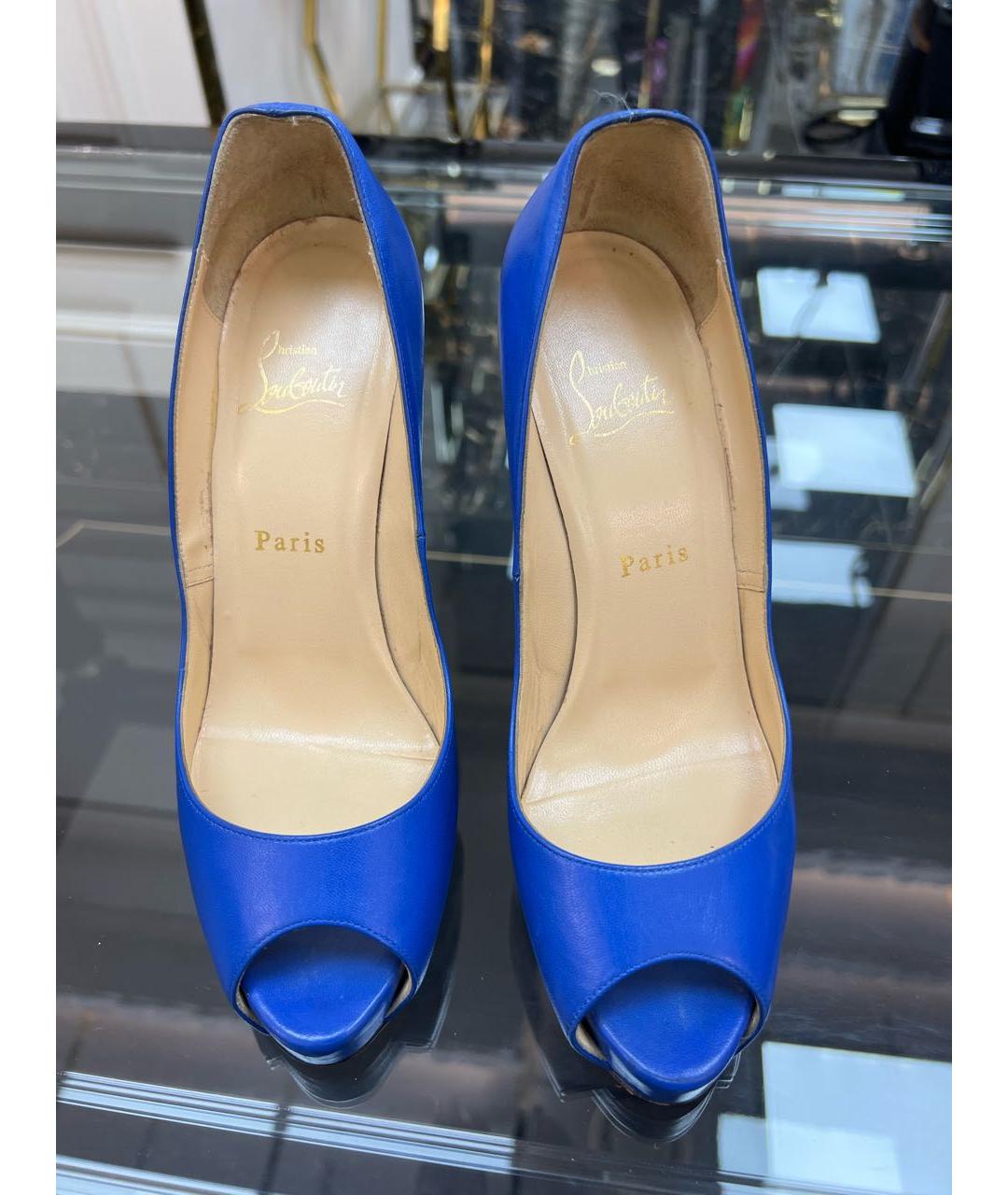 CHRISTIAN LOUBOUTIN Синие кожаные туфли, фото 2