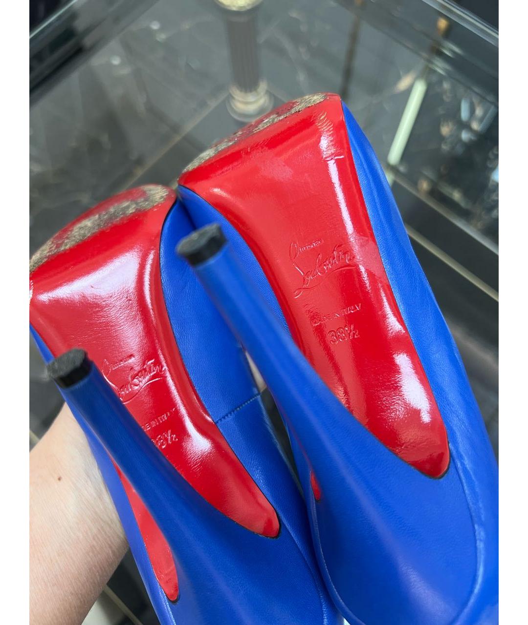 CHRISTIAN LOUBOUTIN Синие кожаные туфли, фото 8