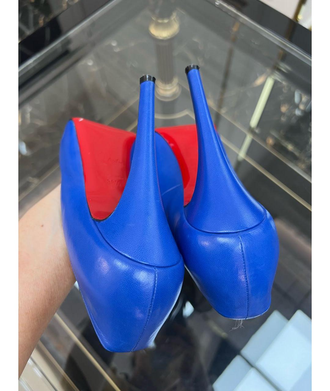 CHRISTIAN LOUBOUTIN Синие кожаные туфли, фото 6