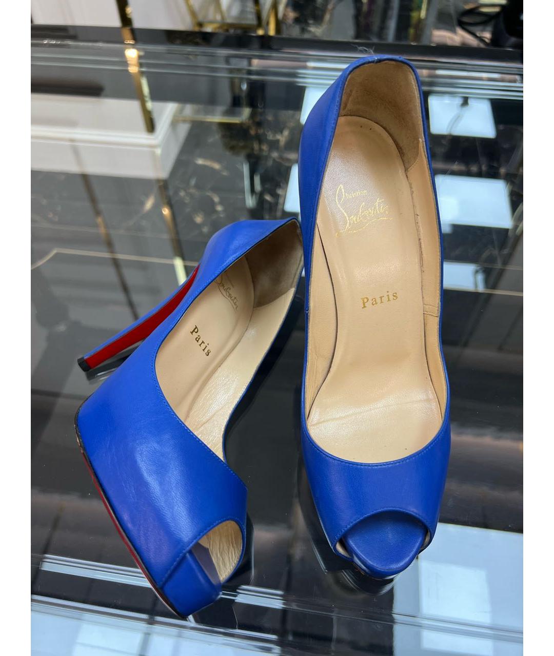 CHRISTIAN LOUBOUTIN Синие кожаные туфли, фото 3