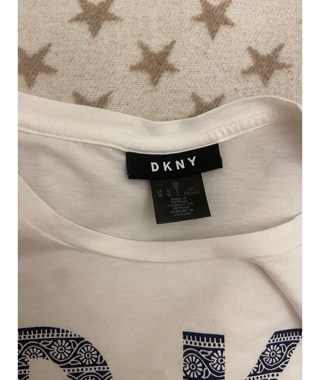 DKNY Белая хлопко-эластановая футболка, фото 2