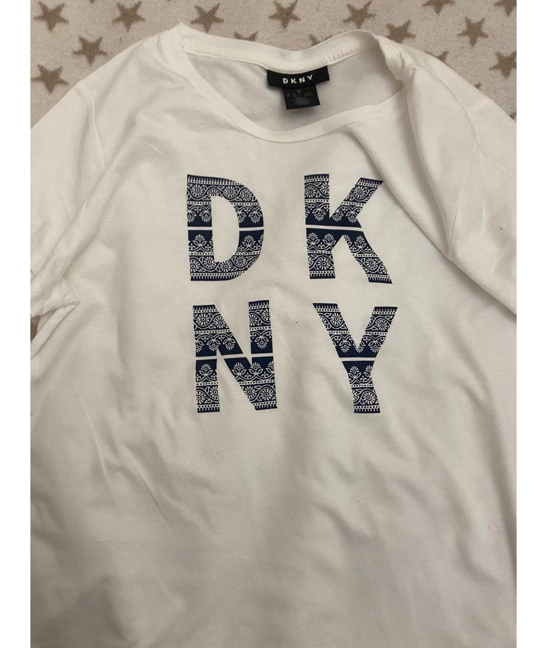 DKNY Белая хлопко-эластановая футболка, фото 3