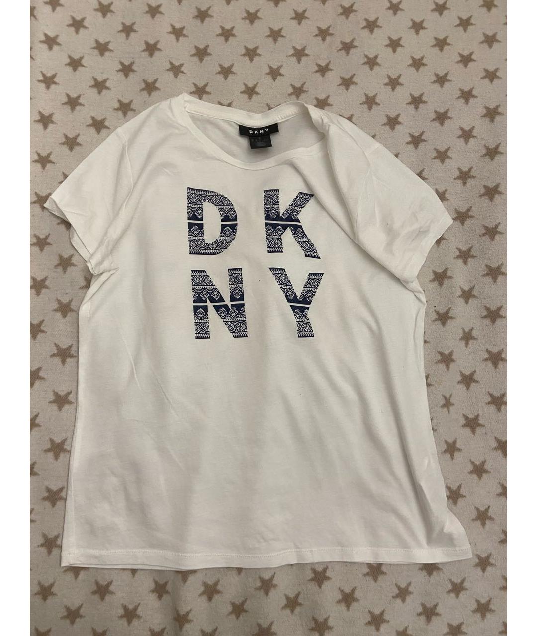 DKNY Белая хлопко-эластановая футболка, фото 9