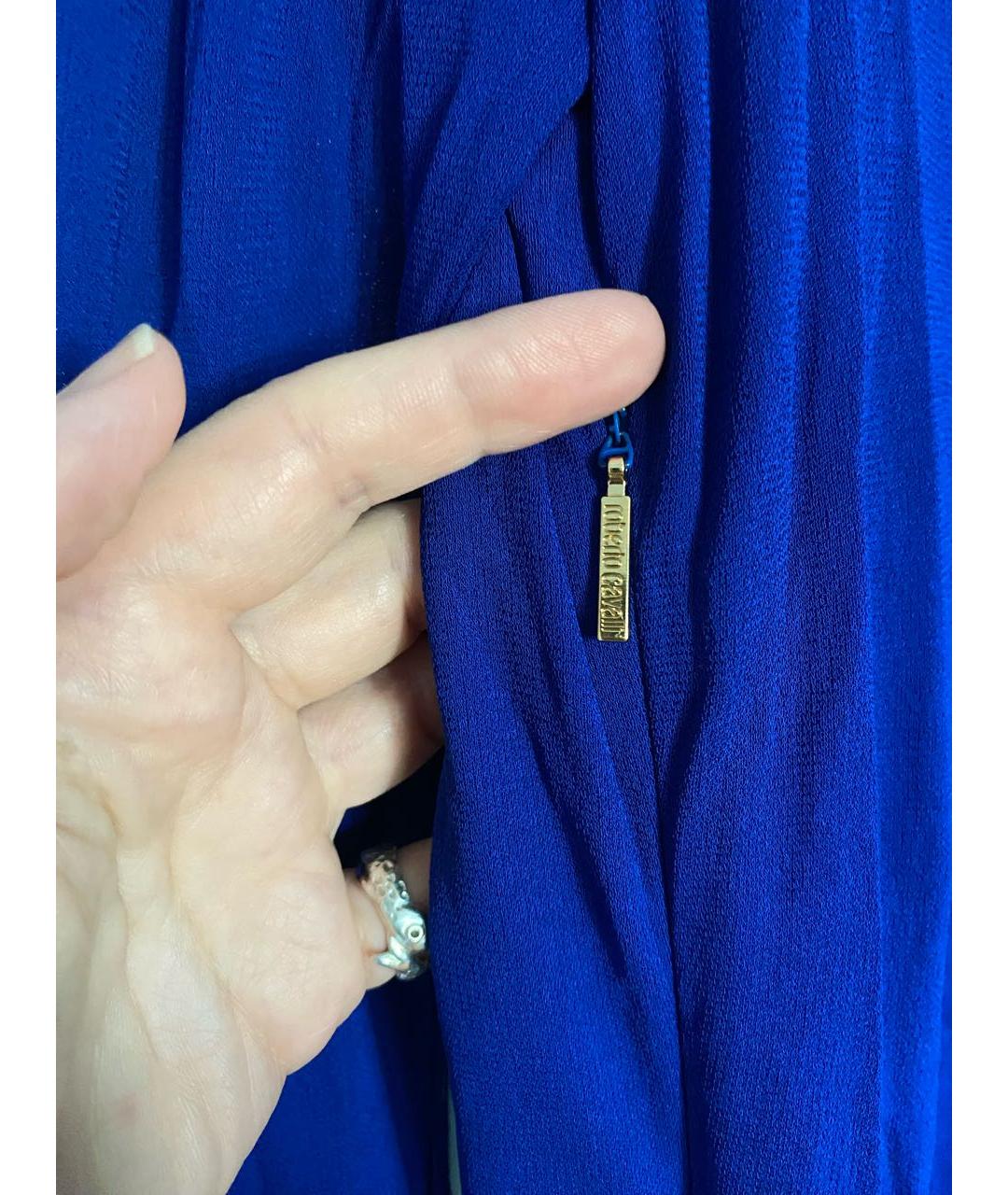 ROBERTO CAVALLI Синее вискозное повседневное платье, фото 7