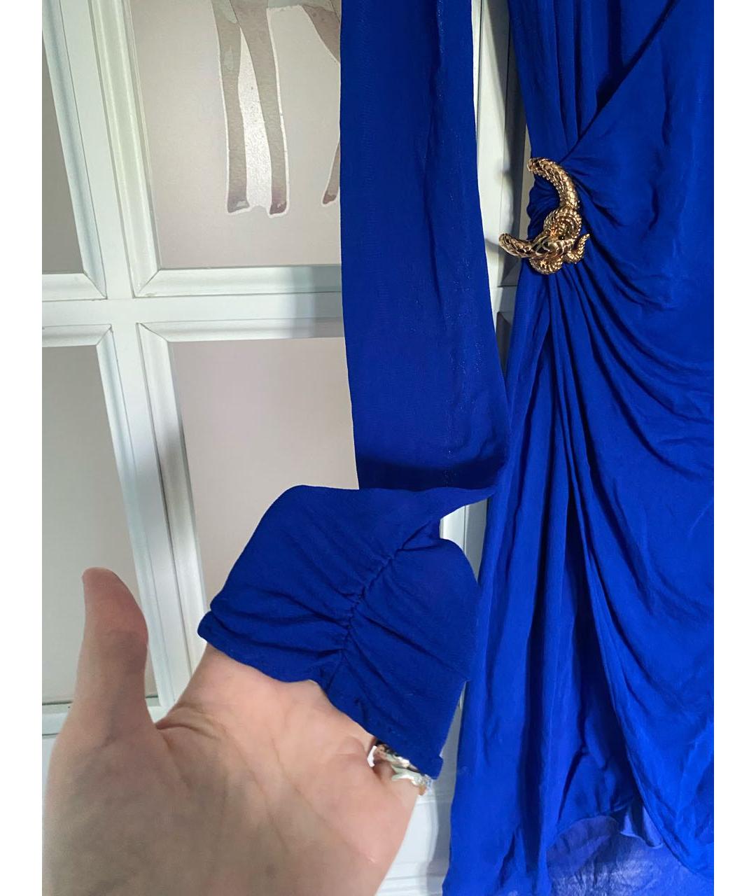 ROBERTO CAVALLI Синее вискозное повседневное платье, фото 4