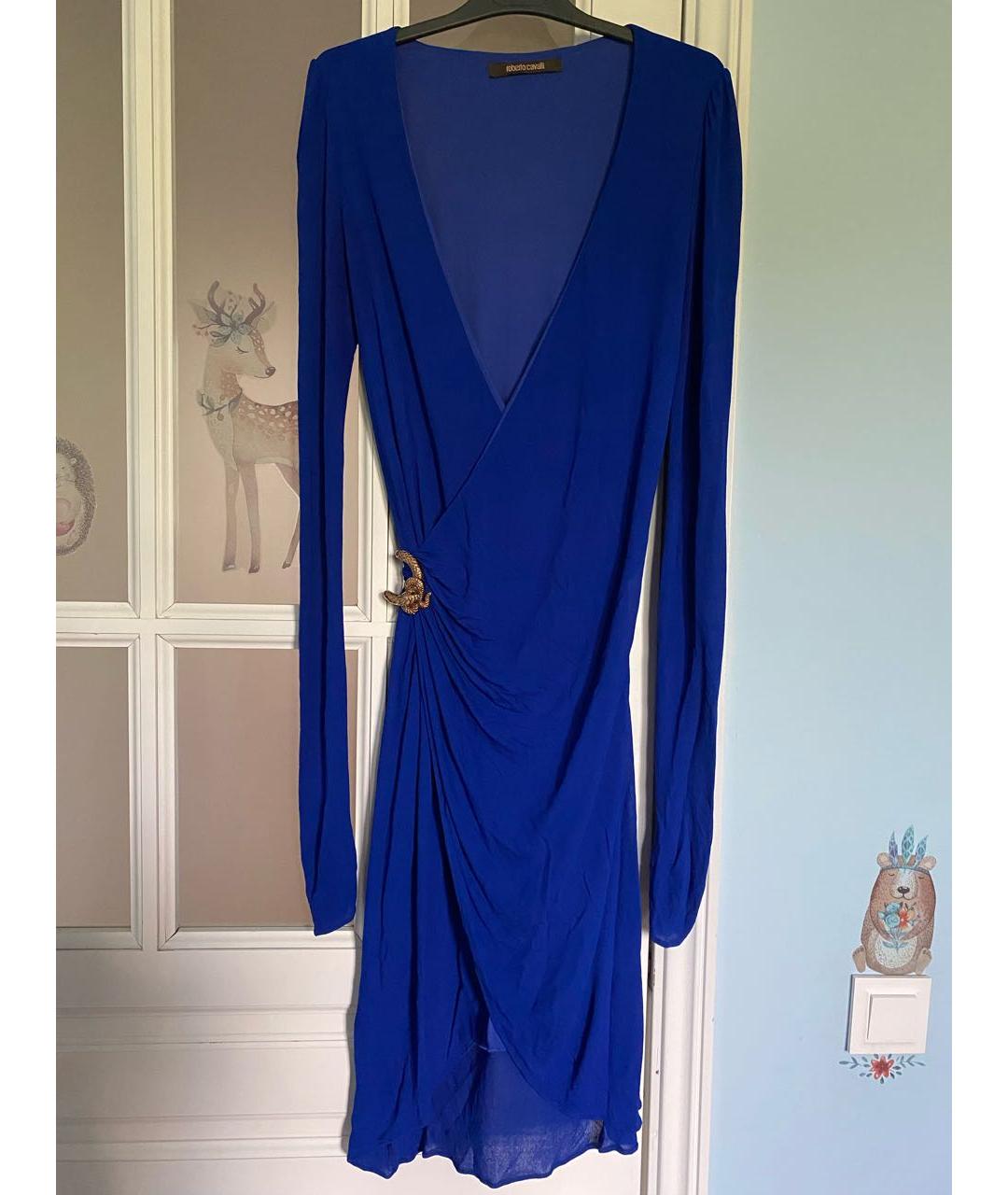 ROBERTO CAVALLI Синее вискозное повседневное платье, фото 9
