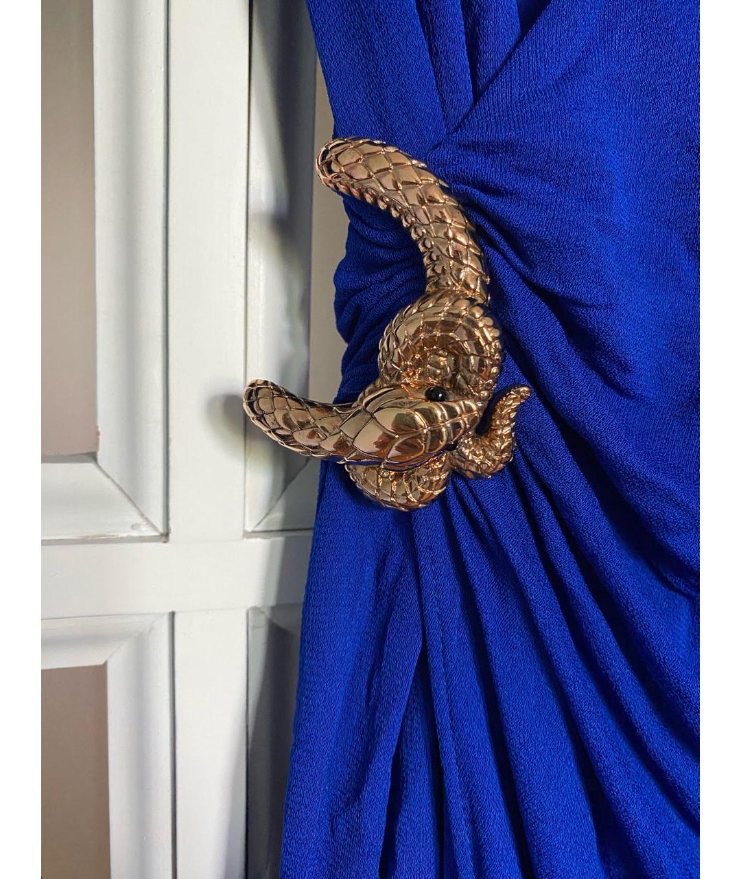 ROBERTO CAVALLI Синее вискозное повседневное платье, фото 2