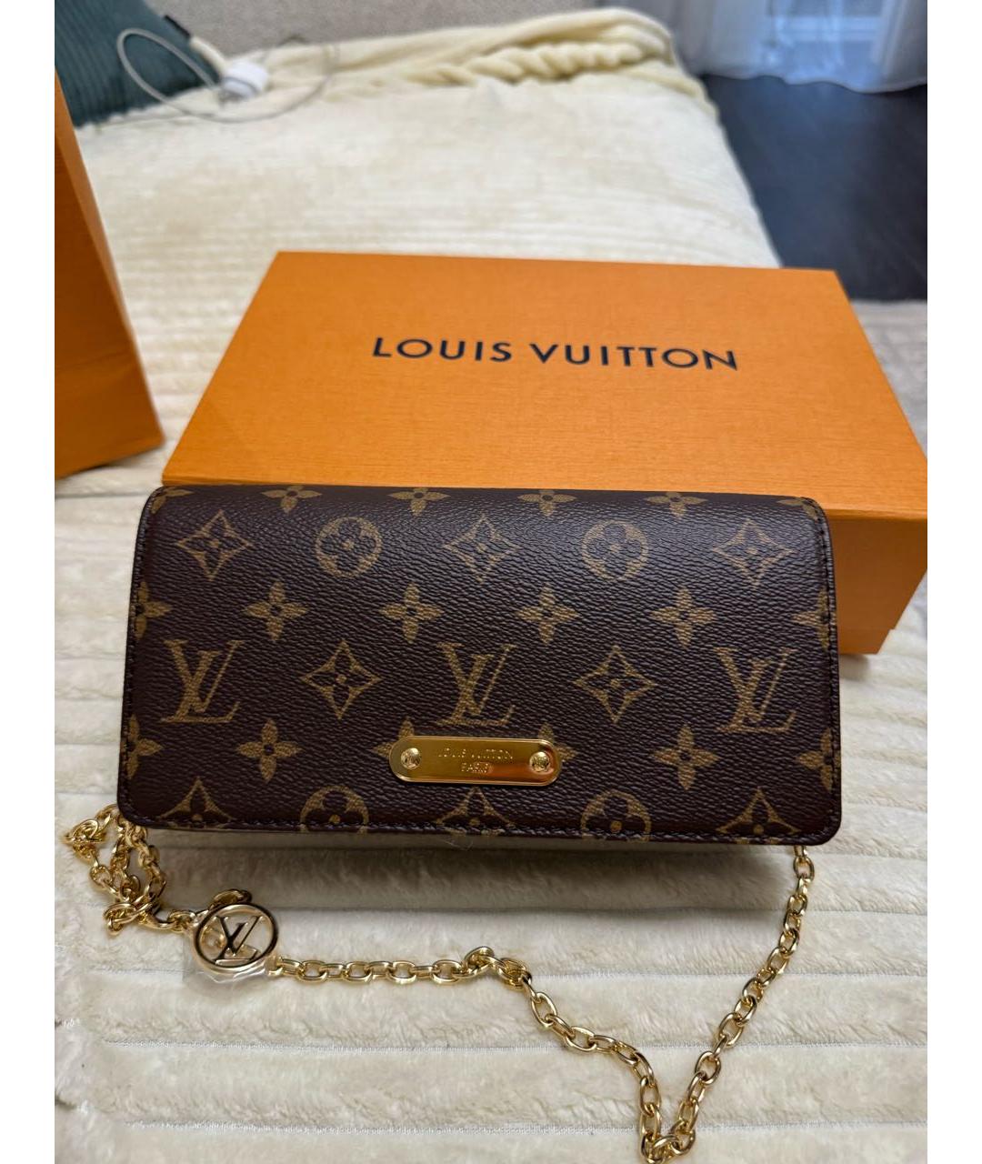 LOUIS VUITTON Коричневая кожаная сумка через плечо, фото 7