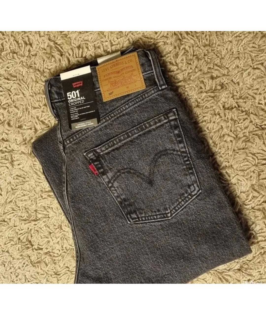 LEVI'S Серые хлопковые прямые джинсы, фото 4