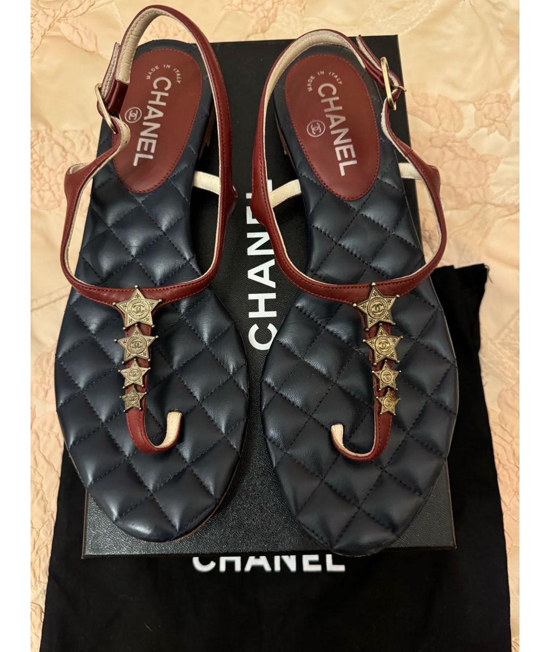 CHANEL Бордовые сандалии, фото 2