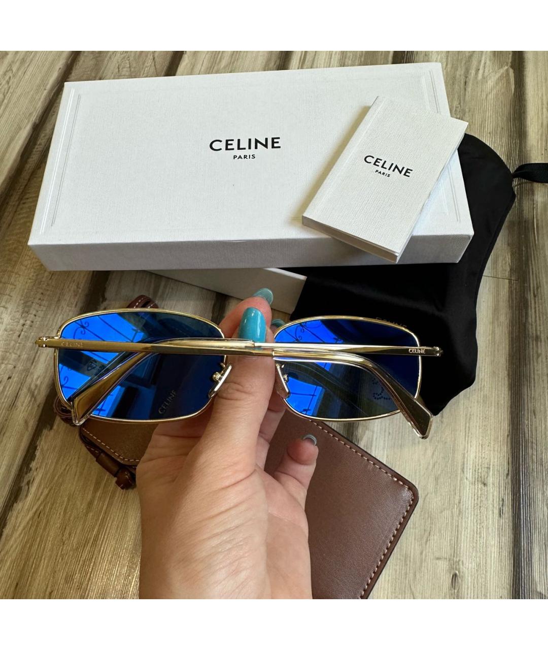 CELINE Черные металлические солнцезащитные очки, фото 5