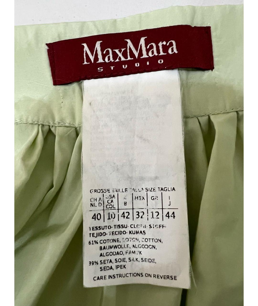 MAX MARA STUDIO Зеленая хлопковая юбка мини, фото 5