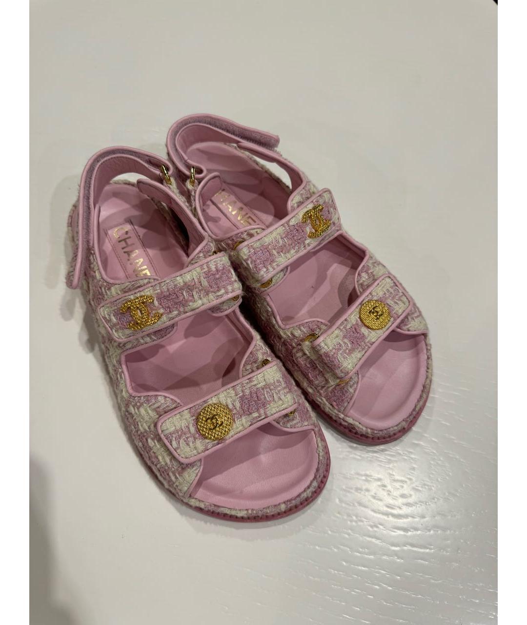 CHANEL PRE-OWNED Розовые кожаные сандалии, фото 4