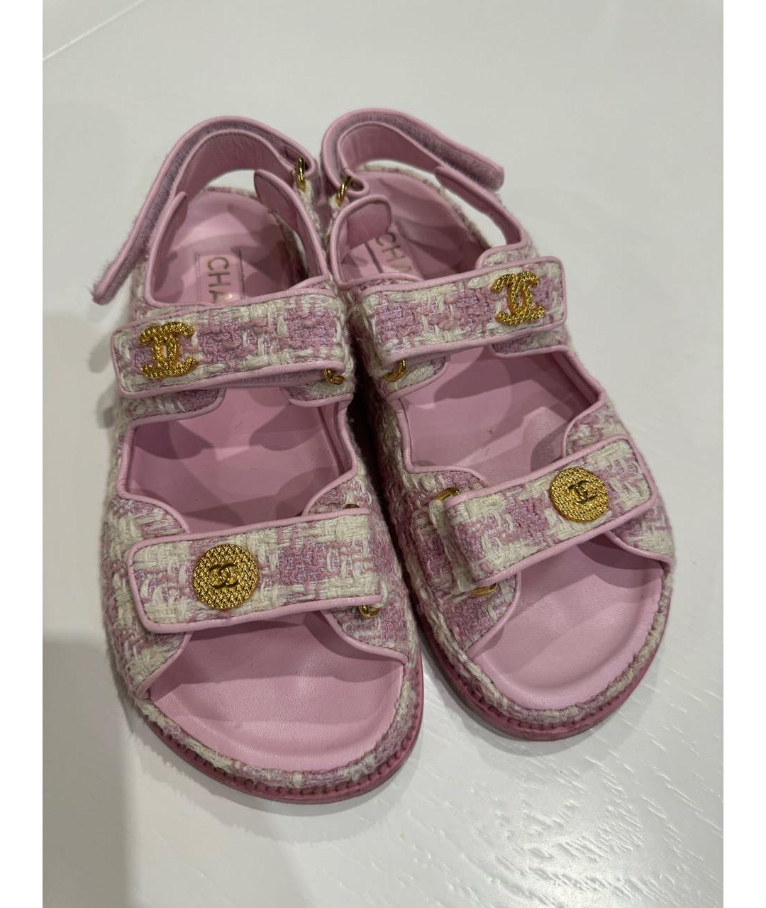 CHANEL PRE-OWNED Розовые кожаные сандалии, фото 5