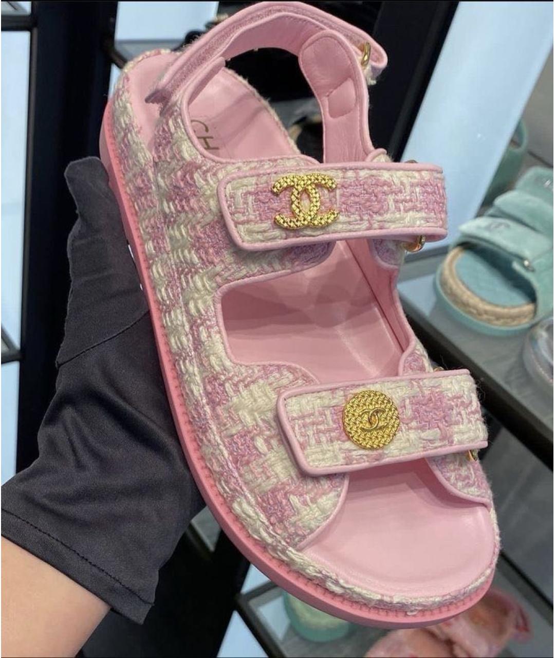 CHANEL PRE-OWNED Розовые кожаные сандалии, фото 7