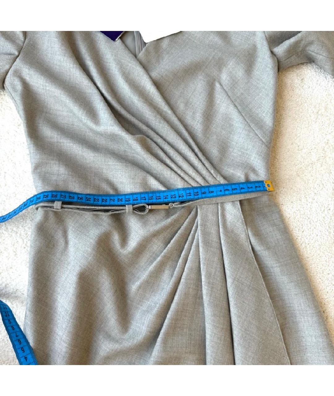 RALPH LAUREN PURPLE LABEL Серое шерстяное платье, фото 7