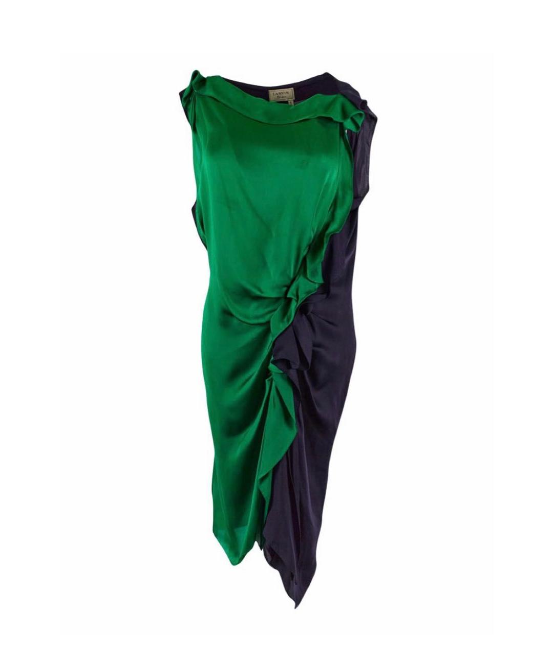 LANVIN Зеленые шелковое коктейльное платье, фото 1