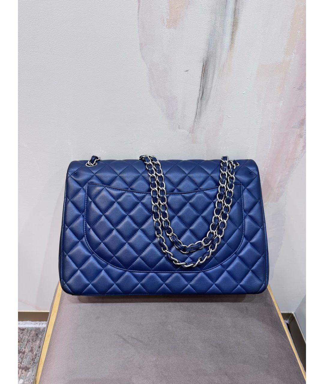 CHANEL PRE-OWNED Темно-синяя кожаная сумка через плечо, фото 3