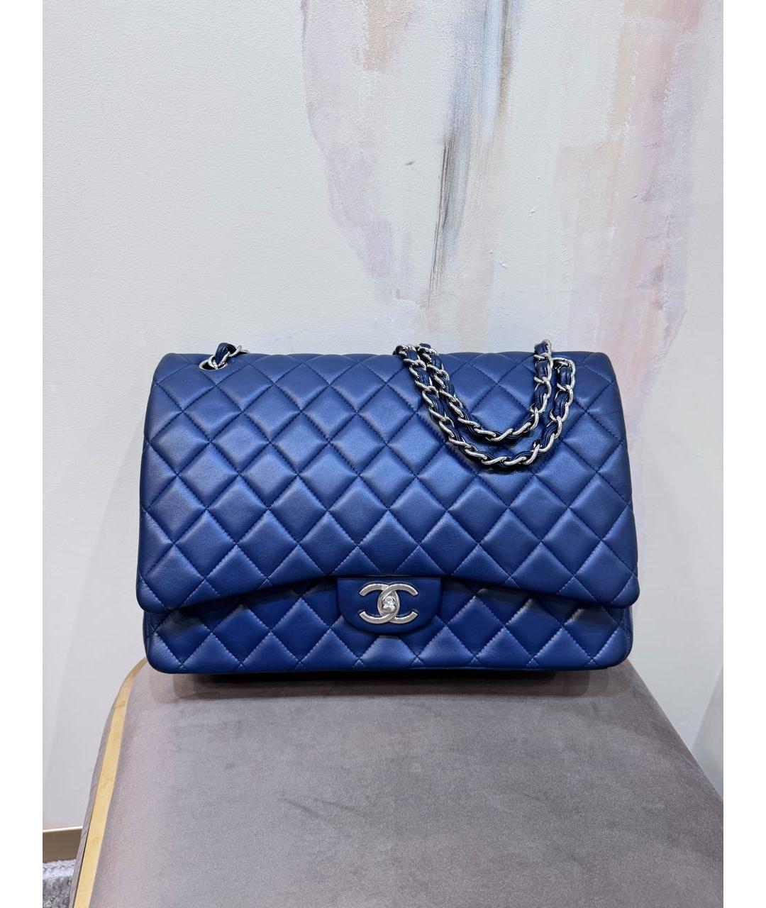 CHANEL PRE-OWNED Темно-синяя кожаная сумка через плечо, фото 2