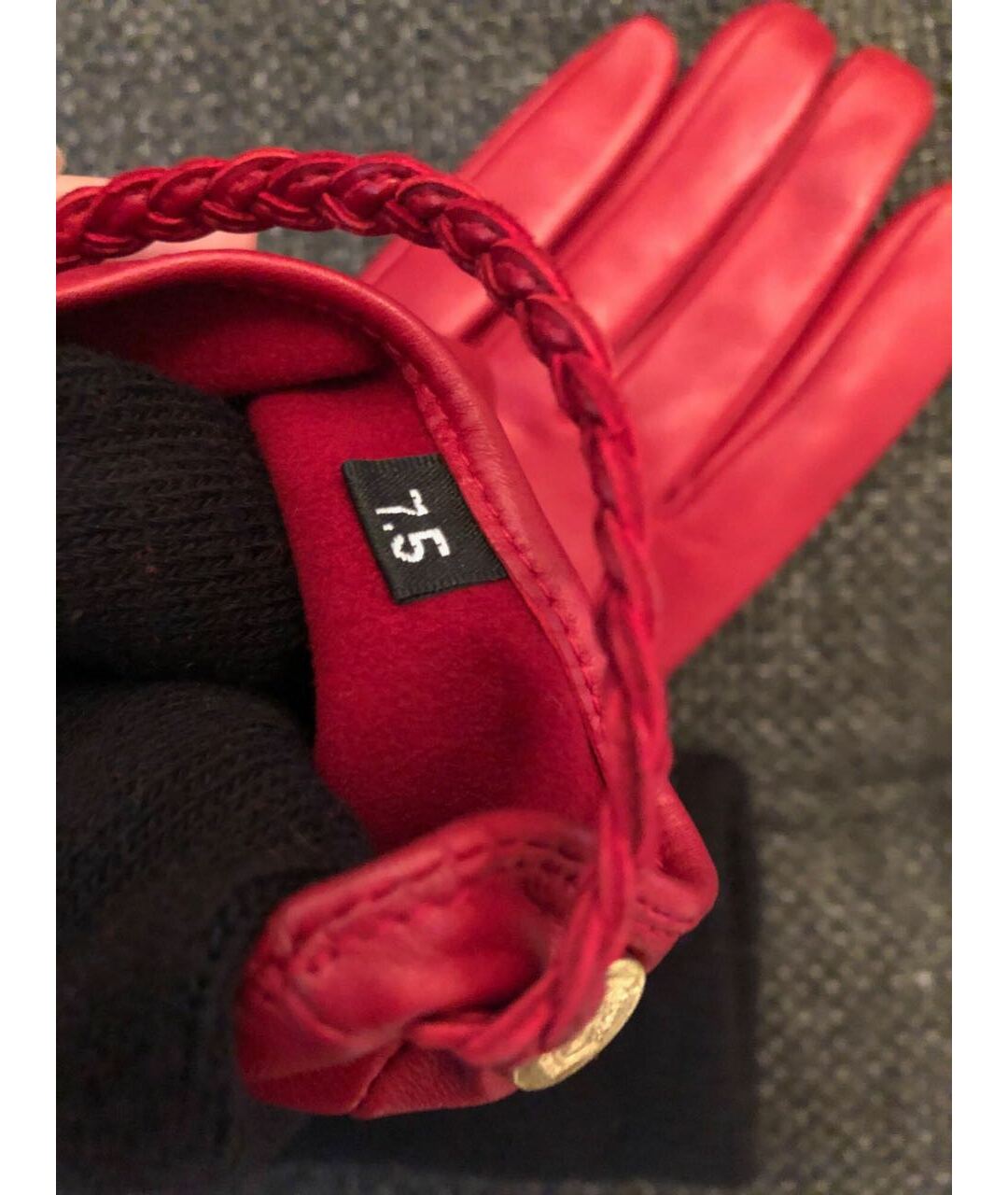 VERSACE Красные кожаные перчатки, фото 6