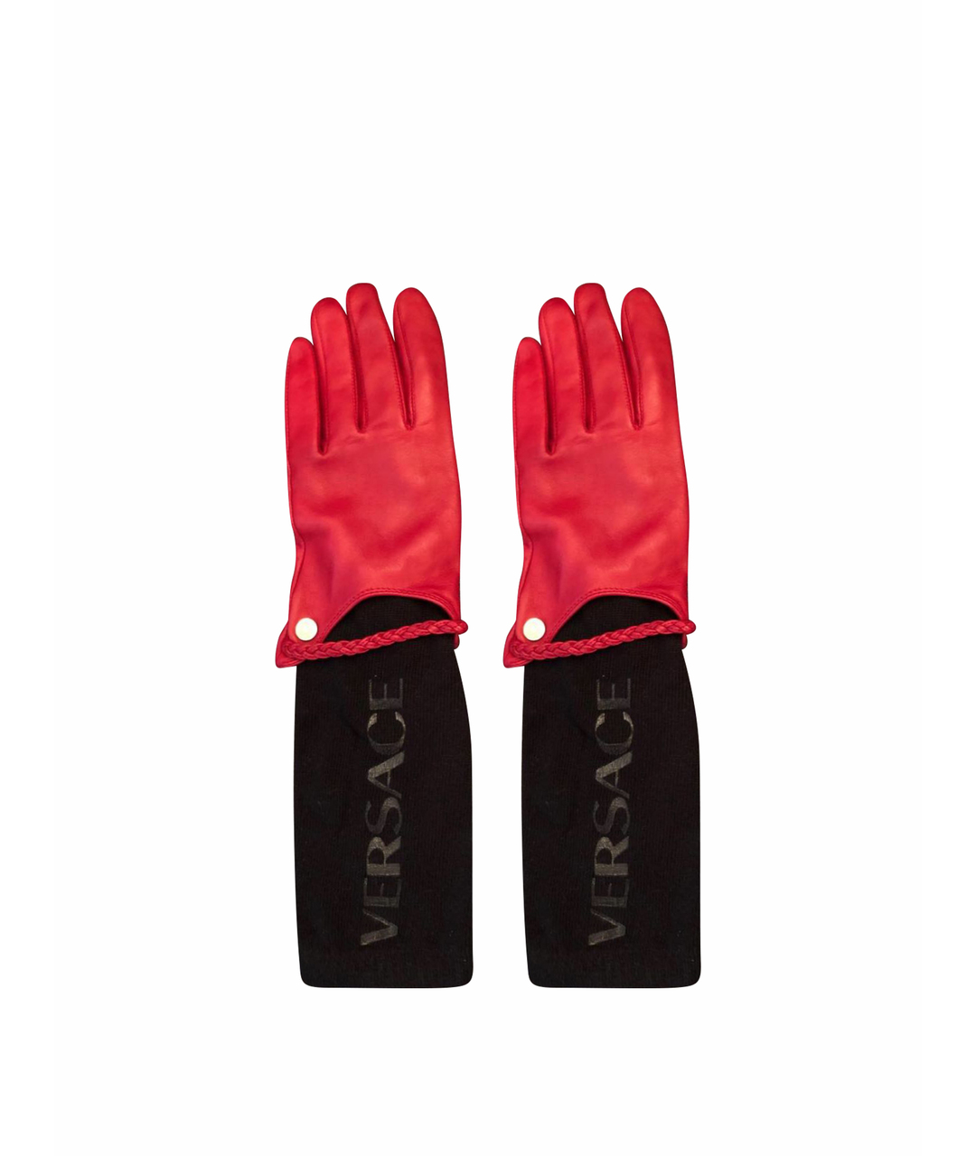 VERSACE Красные кожаные перчатки, фото 1