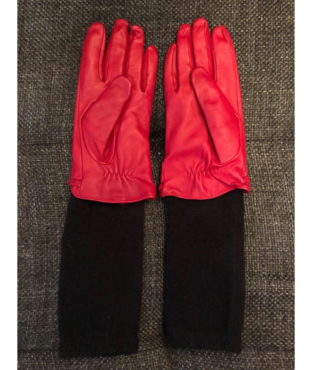 VERSACE Красные кожаные перчатки, фото 2