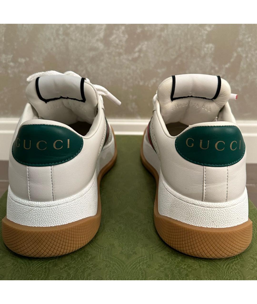 GUCCI Белые кожаные кеды, фото 4