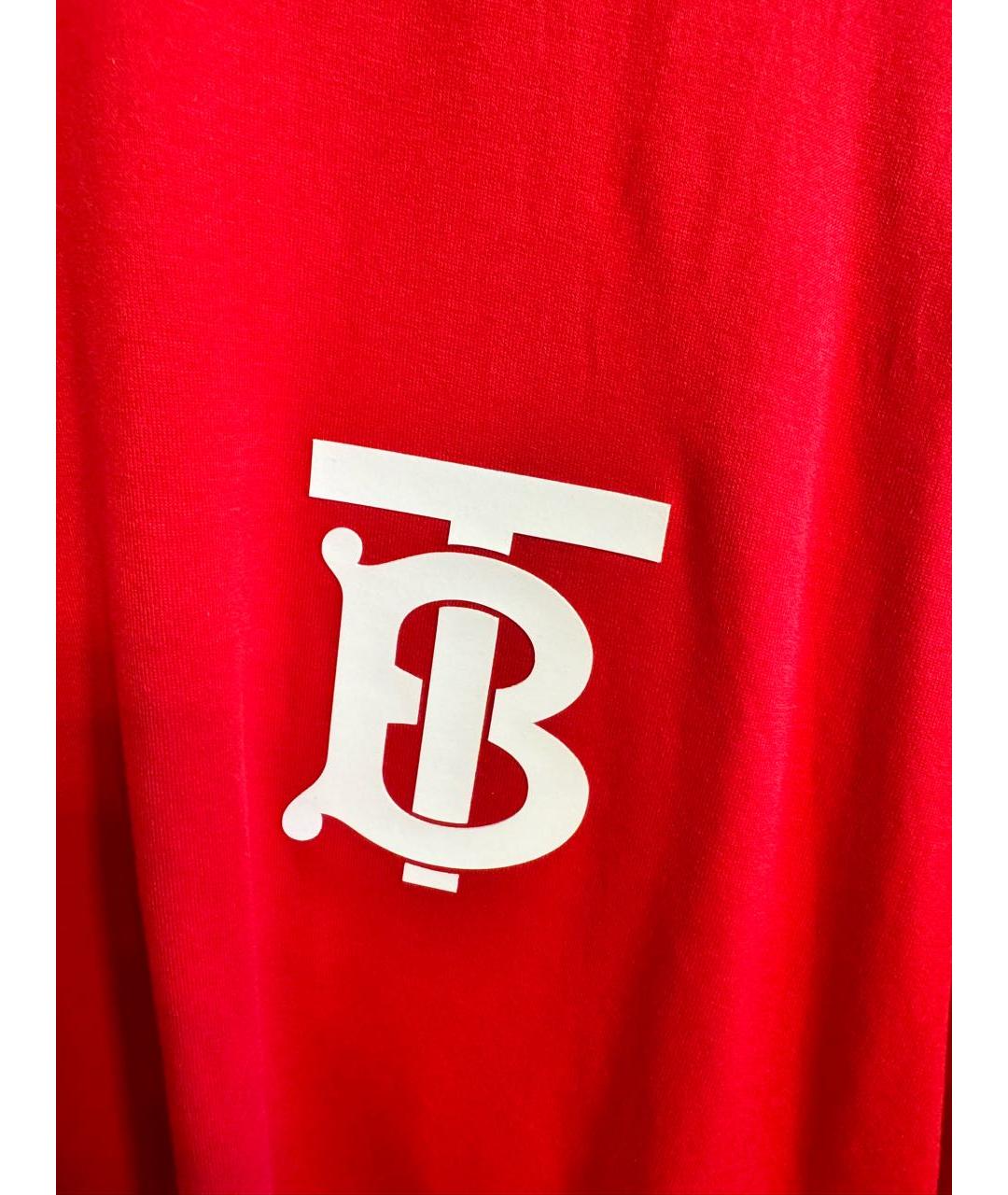 BURBERRY Красная хлопковая футболка, фото 3