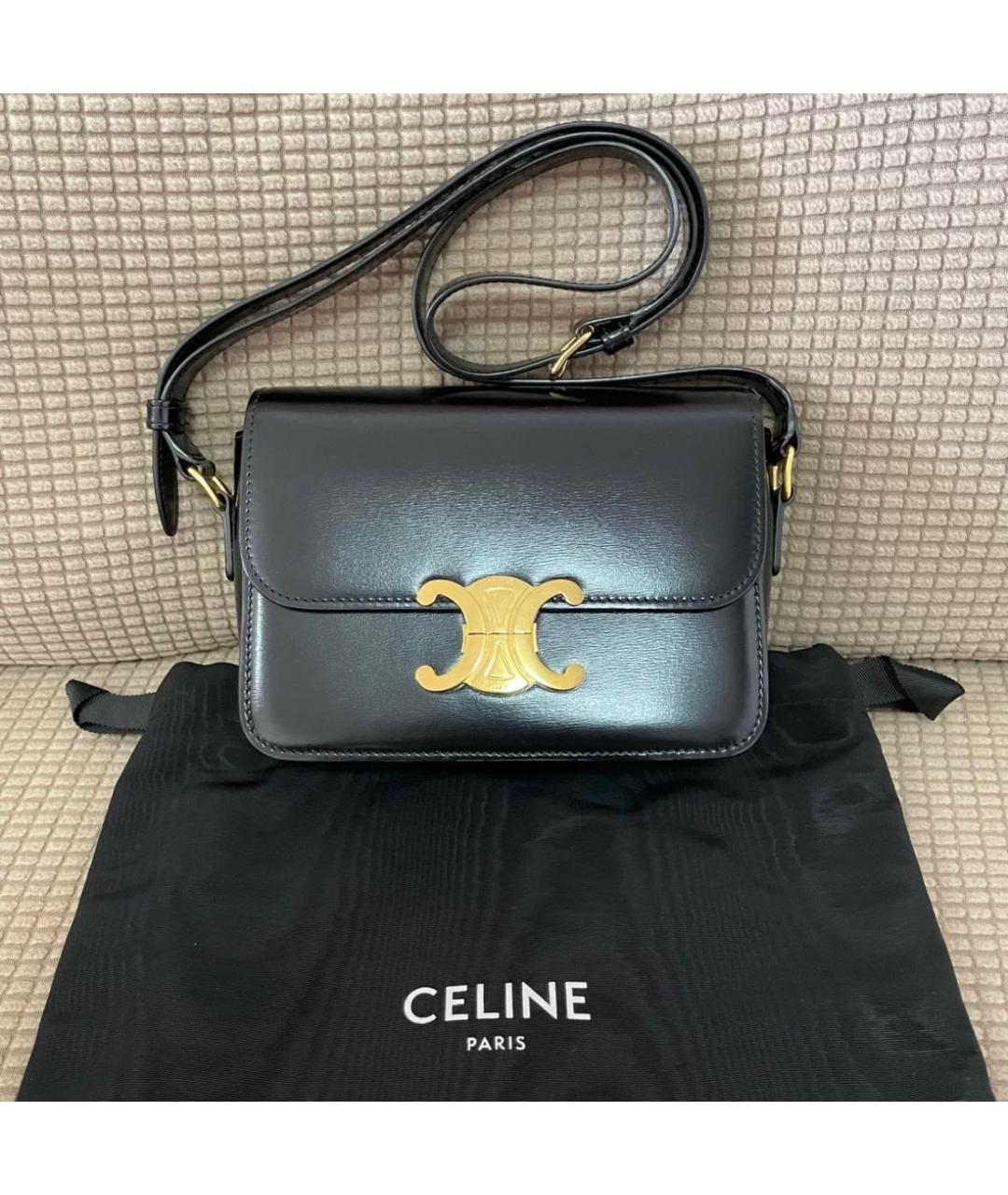 CELINE Черная кожаная сумка через плечо, фото 2