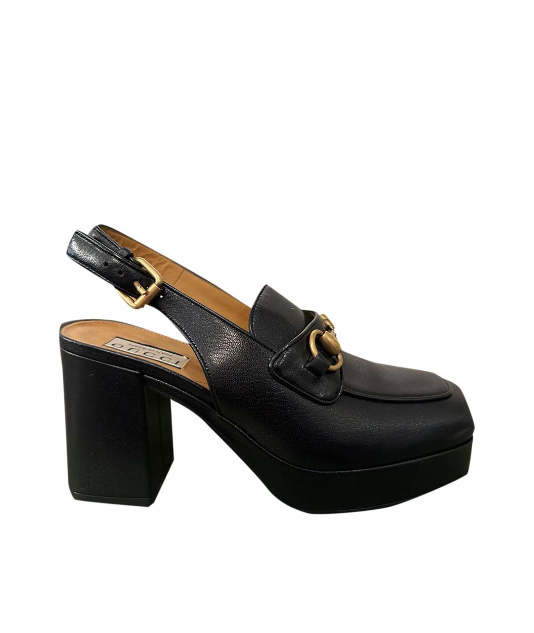 GUCCI Черные кожаные лоферы, фото 1