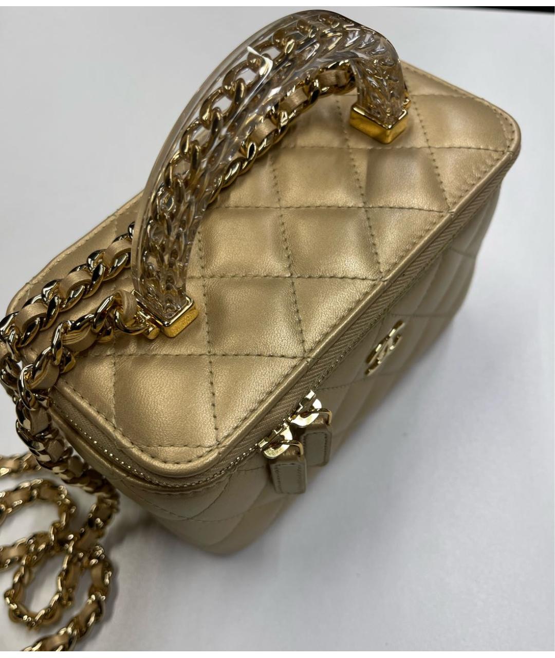 CHANEL PRE-OWNED Золотая кожаная сумка через плечо, фото 5