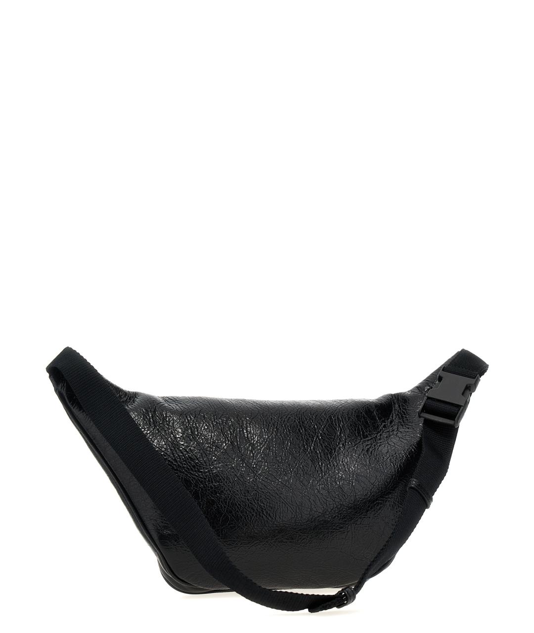 BALENCIAGA Черная кожаная поясная сумка, фото 2