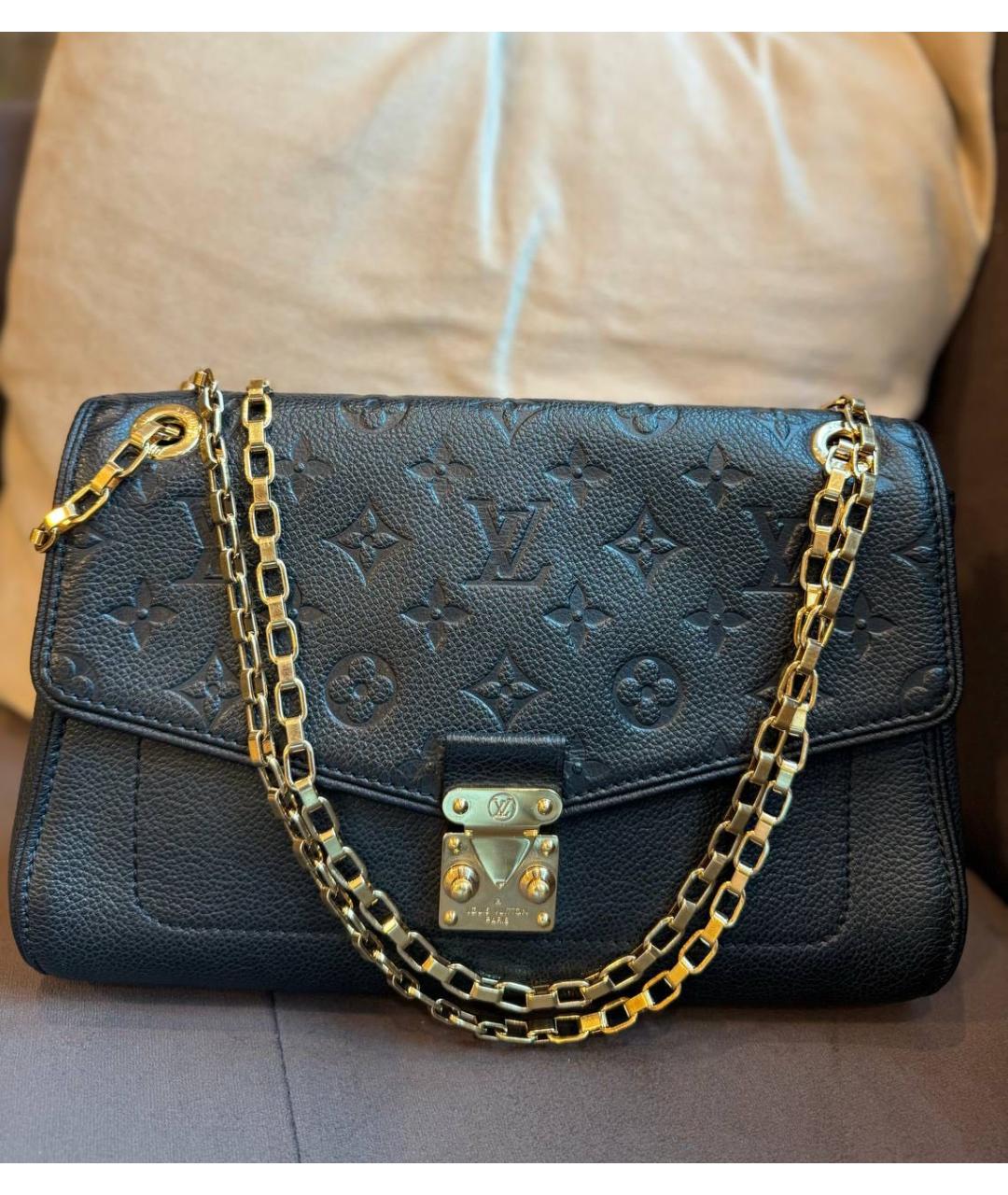 LOUIS VUITTON Черная кожаная сумка через плечо, фото 5