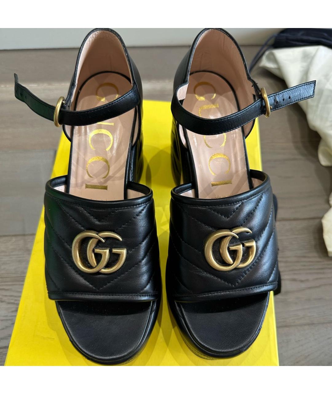 GUCCI Черные кожаные босоножки, фото 3