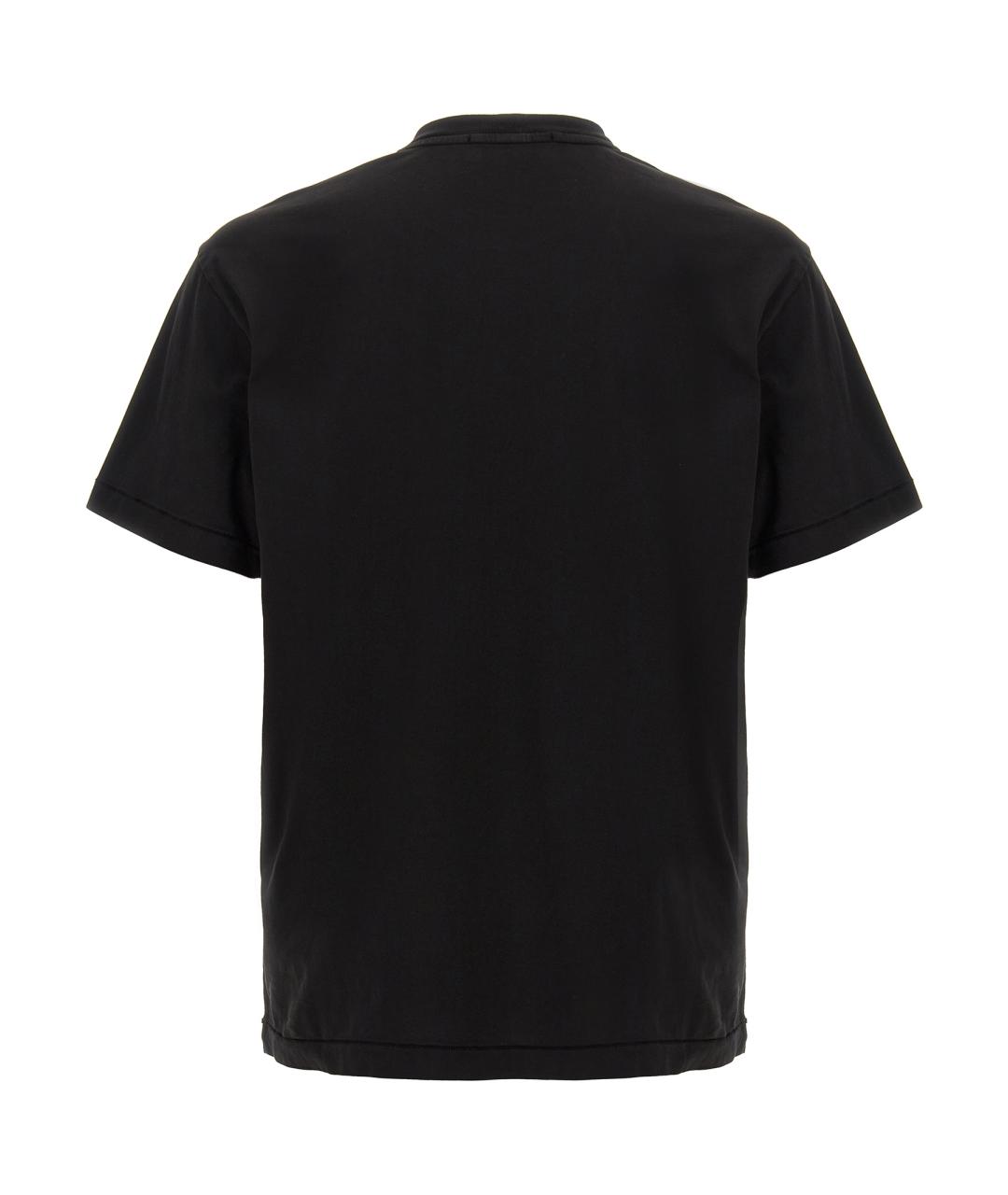 STONE ISLAND Черная хлопковая футболка, фото 2