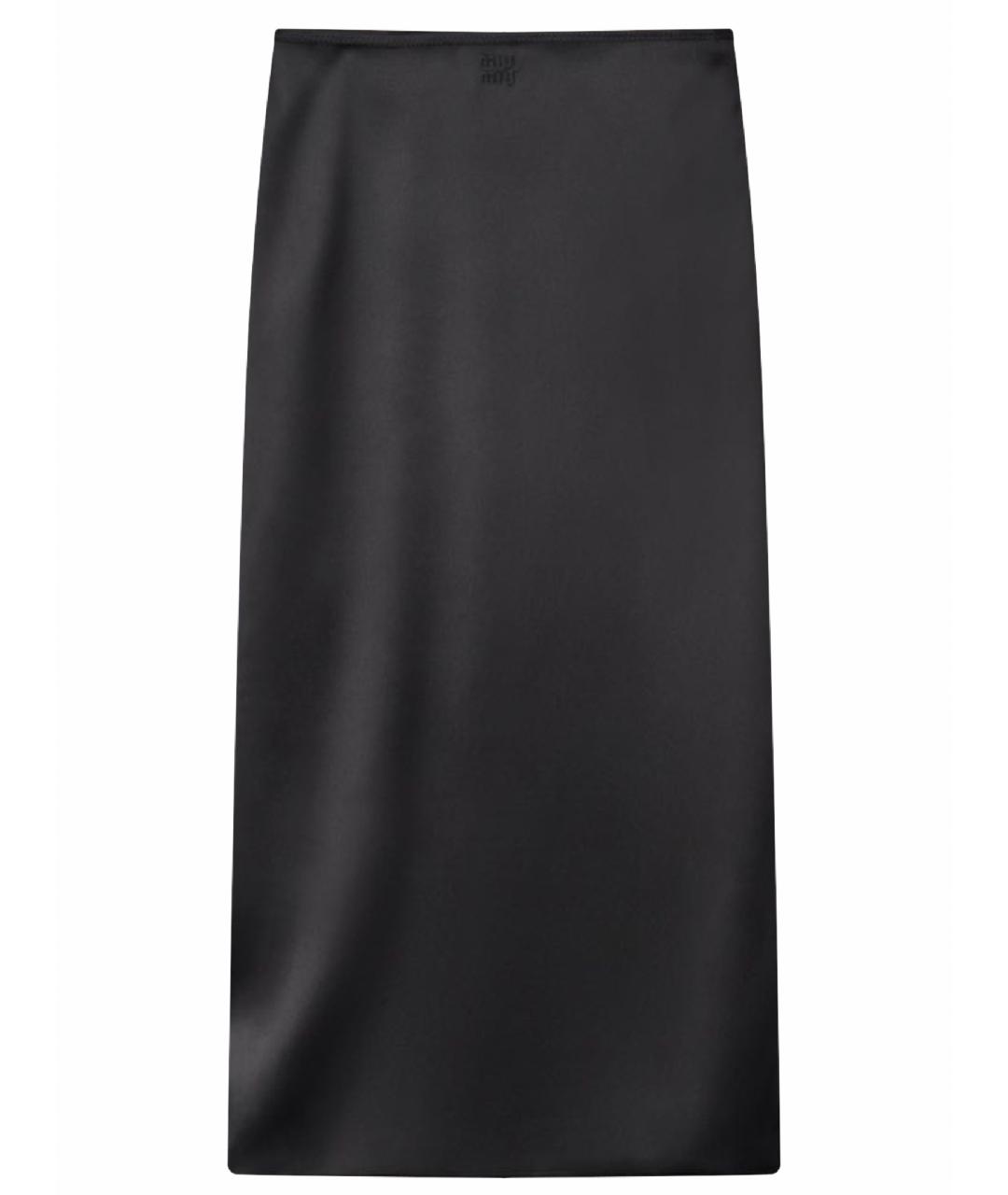 MIU MIU Черная синтетическая юбка миди, фото 1