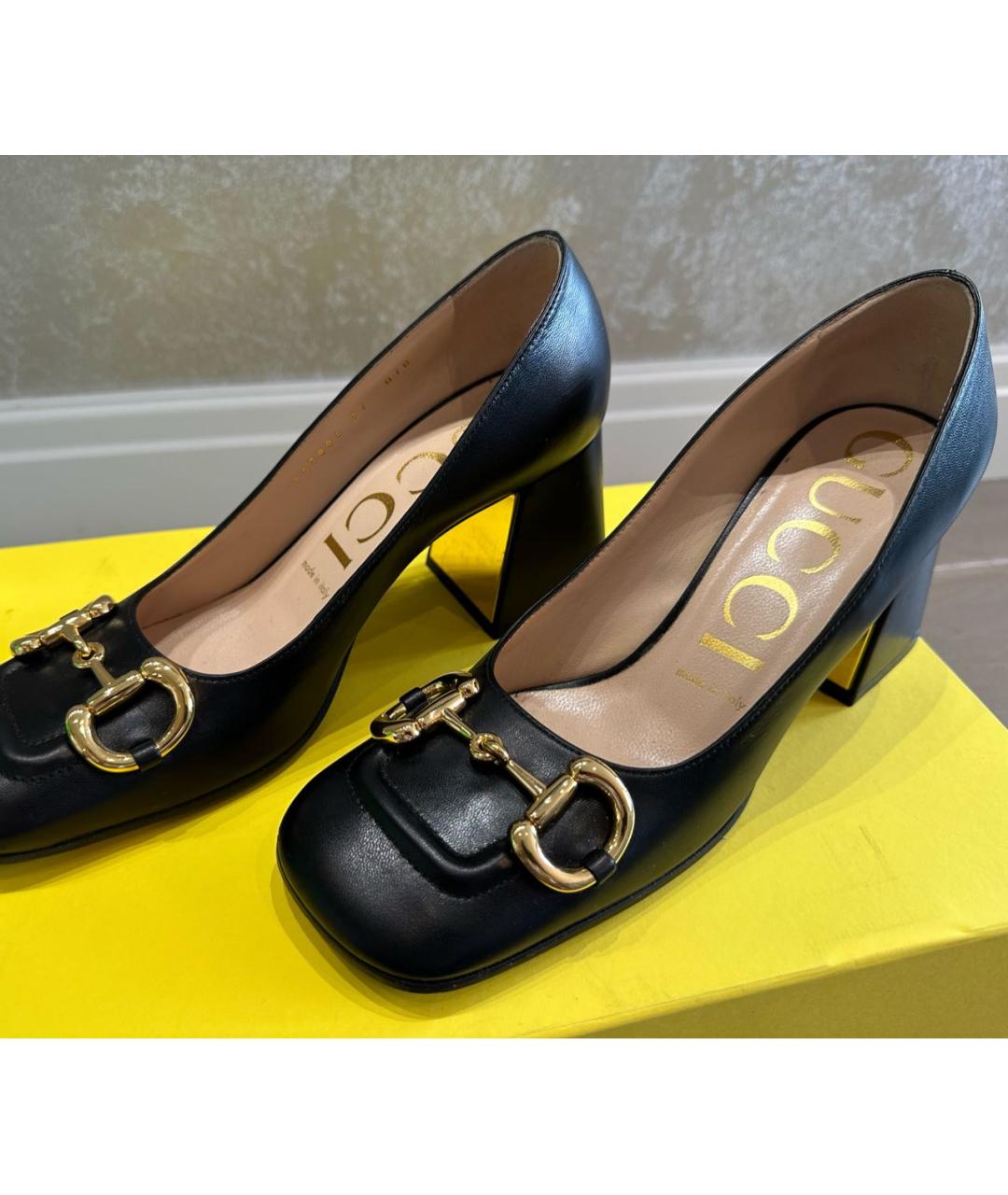 GUCCI Черные кожаные туфли, фото 4