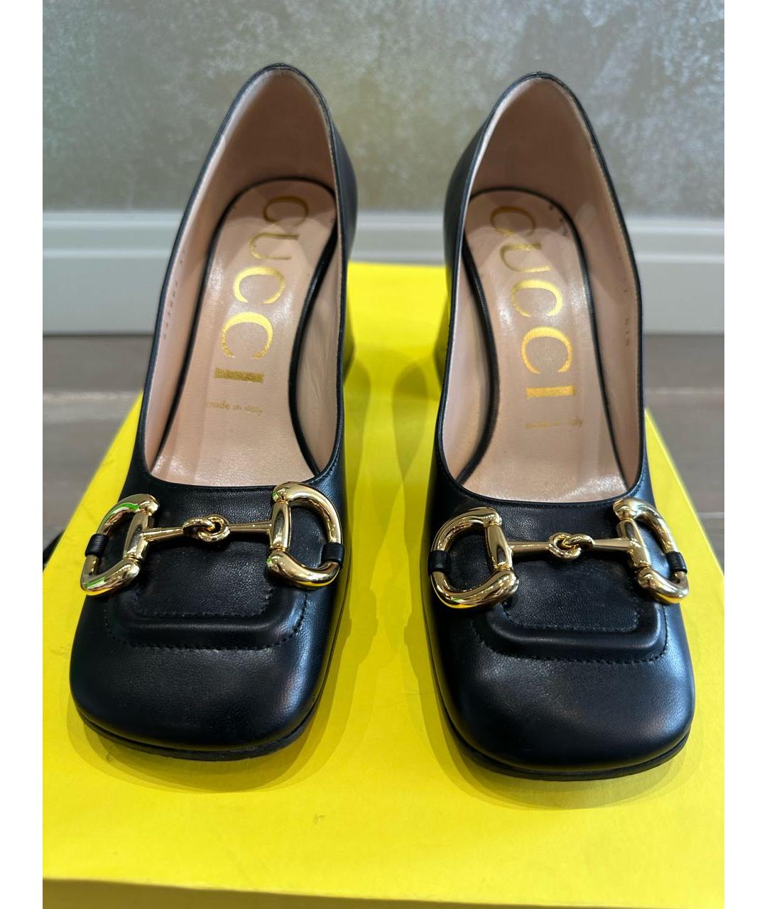GUCCI Черные кожаные туфли, фото 2